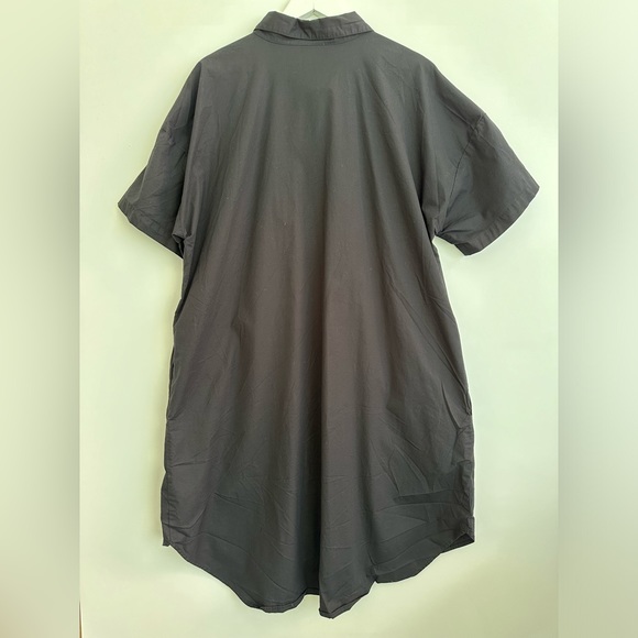 EILEEN FISHER ORGANIC COTTON STRETCH POPLIN SHIRT DRESS - BLACK - PLUS SIZE 3X - Picture 6 of 10